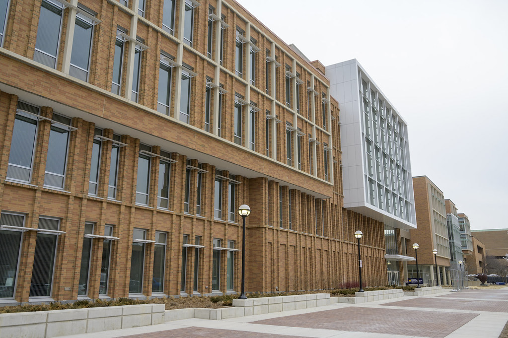 an exterior view of the Leinweber Building.
